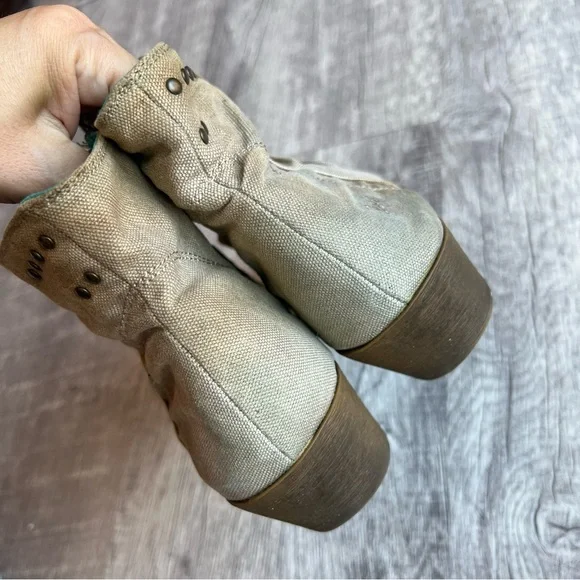 Blowfish Malibu Beige Canvas Studded Zip Bootie Size 9 - Picture 4 of 13